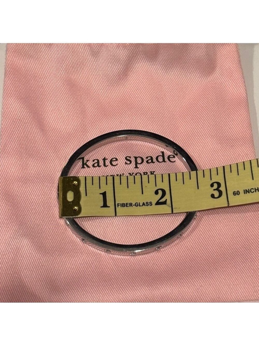Kate Spade Set in Stone Hinged Silver Bangle - Picture 8 of 8